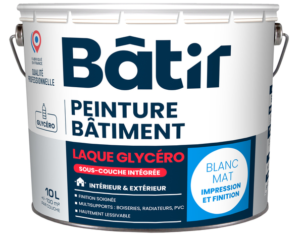 Peinture blanche glycero 2 en 1 mat 10 L - Brico Dépôt