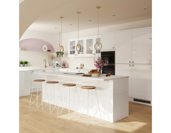 Bandeau four 60cm ""Dorice"" blanc brillant - L. 59.7 x H. 11.5cm - Cooke and Lewis - Brico Dépôt