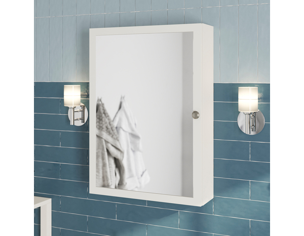 Armoire murale miroir "Perma" blanc. H. 70 cm; L. 50 cm; P. 15 cm - GoodHome - Brico Dépôt