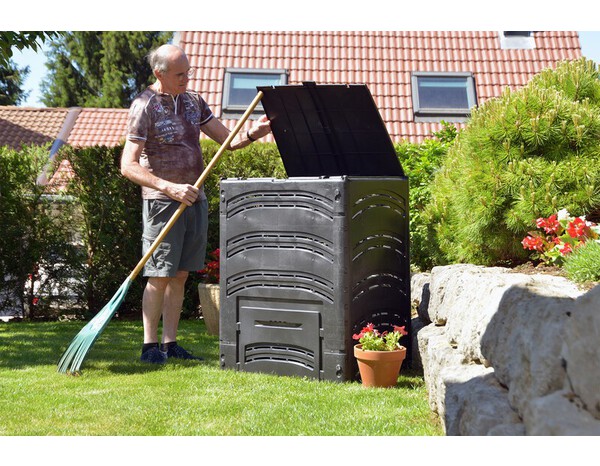 Composteur 500 L noir avec couvercle en plastique - Brico Dépôt