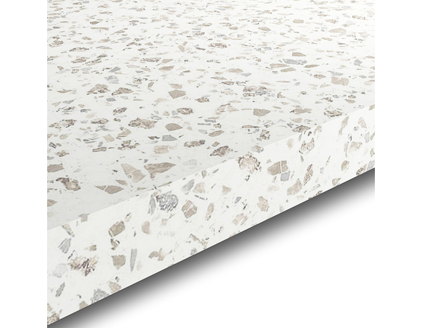 Plan de travail aspect terrazzo blanc l.240 x P.62 x Ép. 3,8 cm - Cooke and Lewis - Brico Dépôt