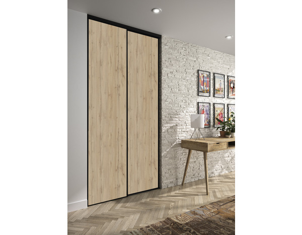 Pack 2 portes coulissantes chêne / noir 90 cm - Brico Dépôt