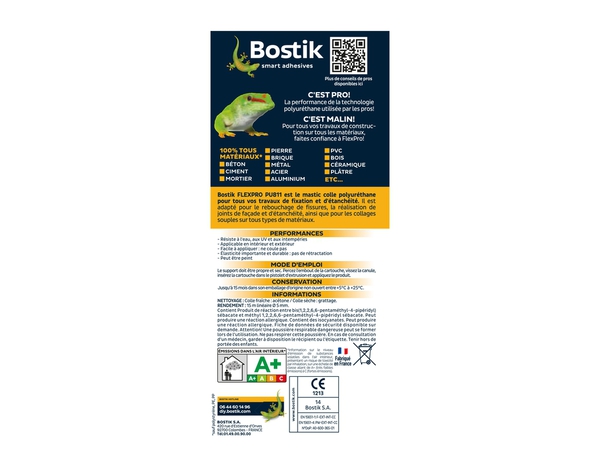 Mastic colle haute performance Flex Pro 300 ml Gris - Bostik - Brico Dépôt