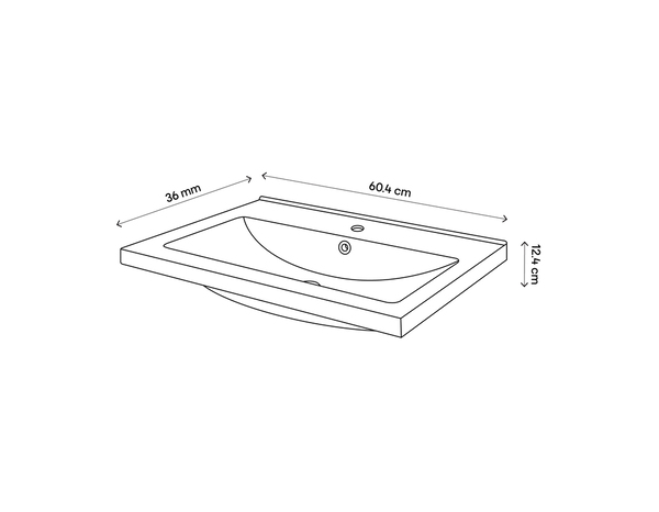 Plan vasque céramique blanc L.60,4 x H.12,4 x P.36,3cm "Napold" - Brico Dépôt