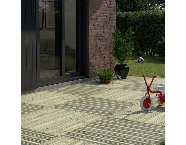 Dalle en bois vert "Davia" L. 100 x l. 100 x Ep. 61 mm - Marque BLOOMA - Brico Dépôt