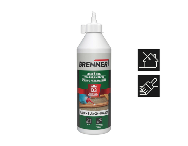 Colle à bois D3 intérieur/extérieur blanche - bouteille 500 ML - Brenner - Brico Dépôt