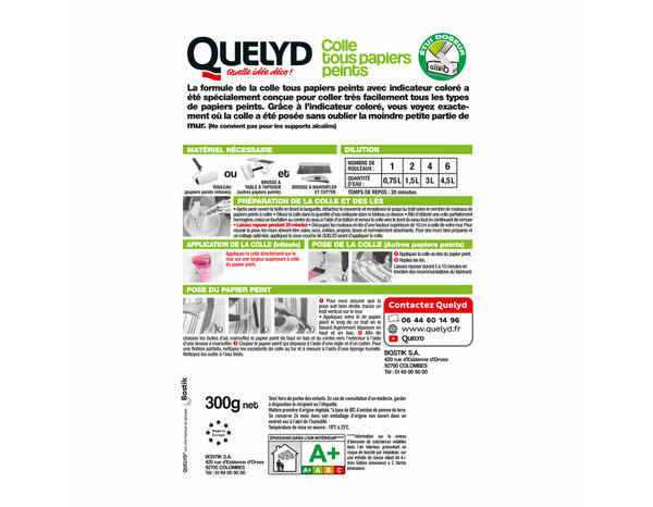 Colle colorée tous papiers peints - 300 g - Quelyd - Brico Dépôt
