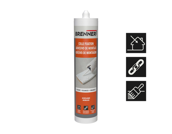 Colle de fixation acrylique intérieur blanche - cartouche 290 ML - Brenner - Brico Dépôt