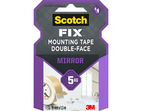 Ruban adhésif double face miroir et salle de bains - 19 mm x 1,5 m- Scotch - Brico Dépôt