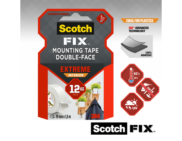 Ruban adhésif double face "Extrême" intérieur - 19 mm x 1,8 m- Scotch - Brico Dépôt