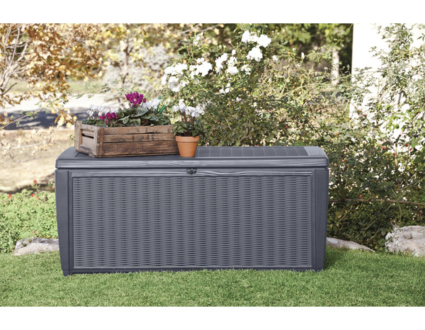 Coffre SUMATRA gris anthracite 145x73x64 cm polypropylène aspect rotin 511 L - Keter - Brico Dépôt