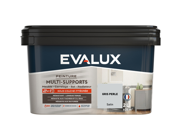 Peinture multi-supports Satin 2 L Gris Perle - Evalux - Brico Dépôt