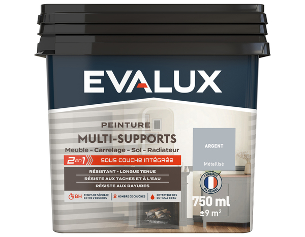 Peinture multi-supports Métal 0,75 L Argent - Evalux - Brico Dépôt