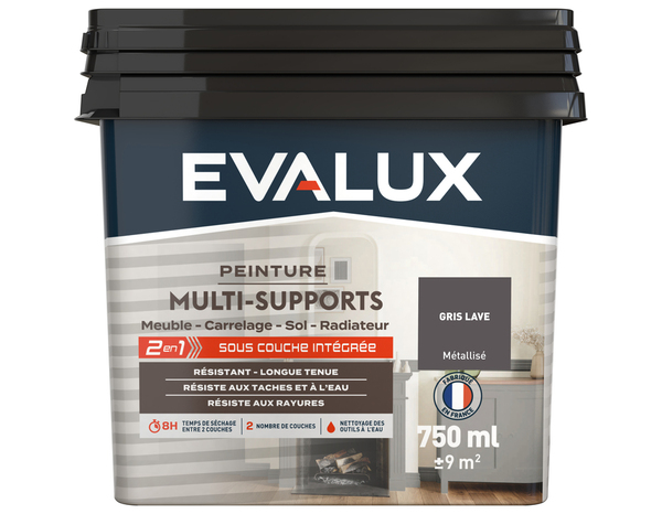 Peinture multi-supports Métal 0,75 L Gris Lave - Evalux - Brico Dépôt