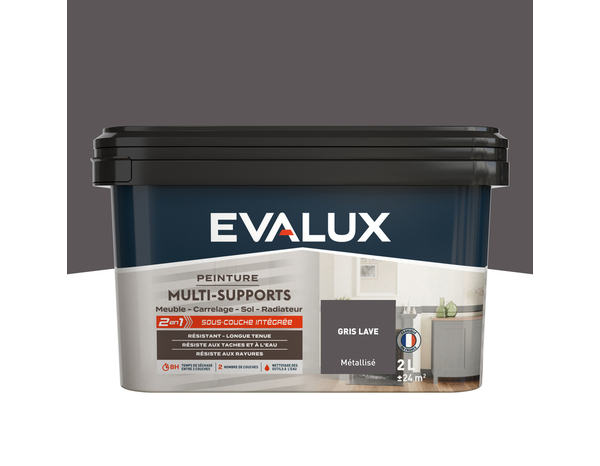 Peinture multi-supports Métal 2 L Gris Lave - Evalux - Brico Dépôt