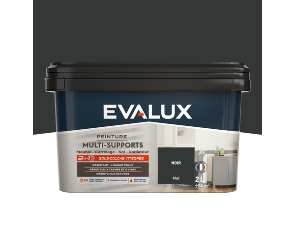 Peinture multi-supports Mat 2 L Noir - Evalux - Brico Dépôt