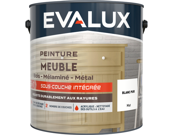Peinture meuble Mat 2 L Blanc Pur - Evalux - Brico Dépôt