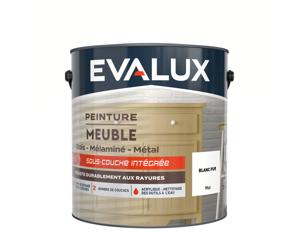 Peinture meuble Mat 2 L Blanc Pur - Evalux - Brico Dépôt