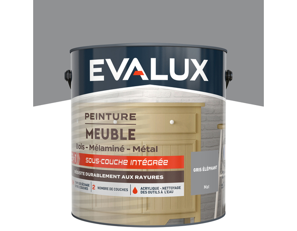 Peinture meuble Mat 2 L Gris Eléphant - Evalux - Brico Dépôt