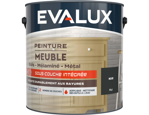Peinture meuble Mat 2 L Noir - Evalux - Brico Dépôt
