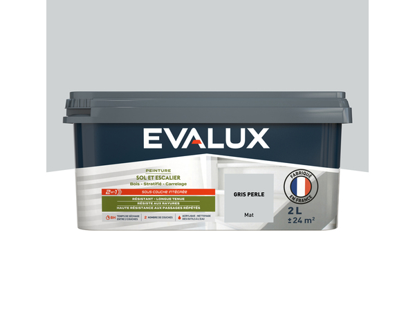 Peinture sol et escalier Mat 2 L Gris Perle - Evalux - Brico Dépôt