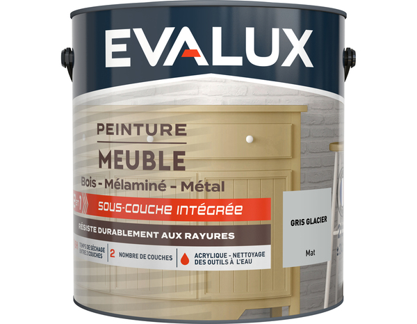 Peinture meuble Mat 2 L Gris Acier - Evalux - Brico Dépôt