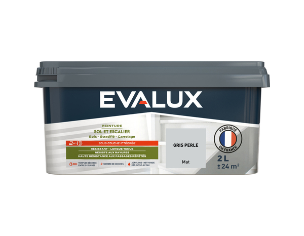 Peinture sol et escalier Mat 2 L Gris Perle - Evalux - Brico Dépôt