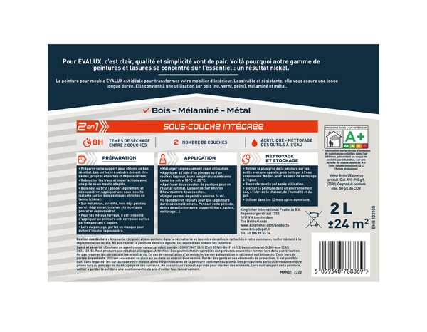 Peinture meuble Mat 2 L Gris Acier - Evalux - Brico Dépôt