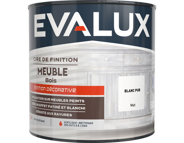 Cire de finition meuble vois Mat 0,5 L Blanc Pur - Evalux - Brico Dépôt