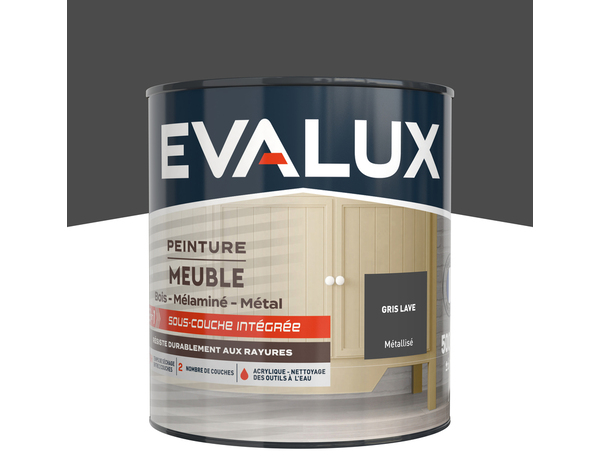 Peinture meuble Métallisé 0,5 L Gris lave - Evalux - Brico Dépôt