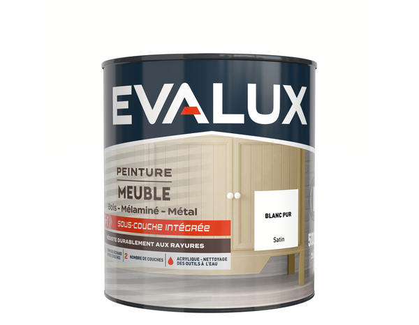 Peinture meuble Satin 0,5 L Blanc Pure - Evalux - Brico Dépôt