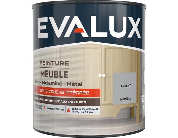 Peinture meuble Métallisé 0,5 L Argent - Evalux - Brico Dépôt