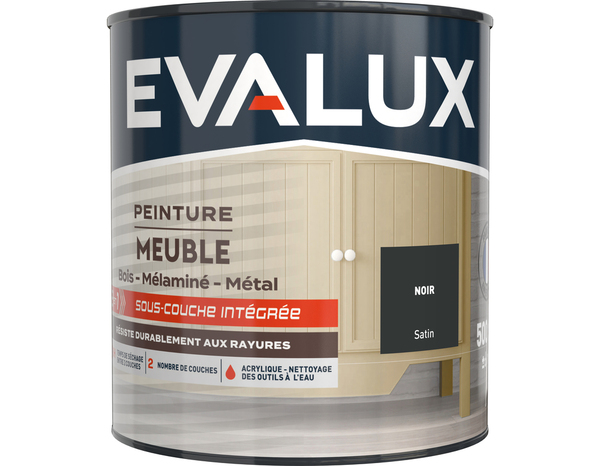 Peinture meuble Satin 0,5 L Noir - Evalux - Brico Dépôt
