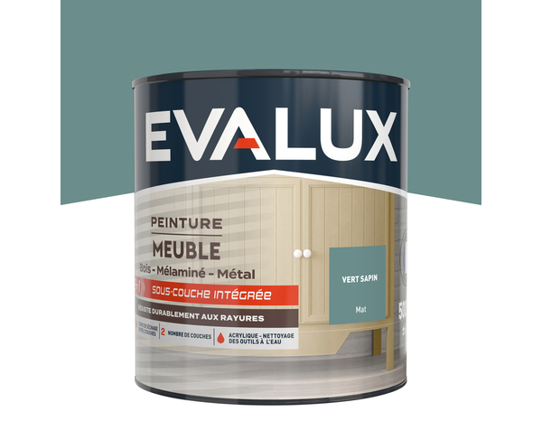 Peinture meuble Mat 0,5 L Vert Sapin - Evalux - Brico Dépôt
