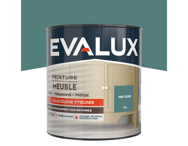 Peinture meuble Mat 0,5 L Vert cèdre - Evalux - Brico Dépôt