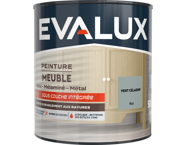 Peinture meuble Mat 0,5 L Vert Céladon - Evalux - Brico Dépôt