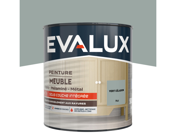 Peinture meuble Mat 0,5 L Vert Céladon - Evalux - Brico Dépôt