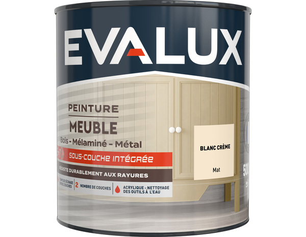 Peinture meuble Mat 0,5 L Blanc Crème - Evalux - Brico Dépôt