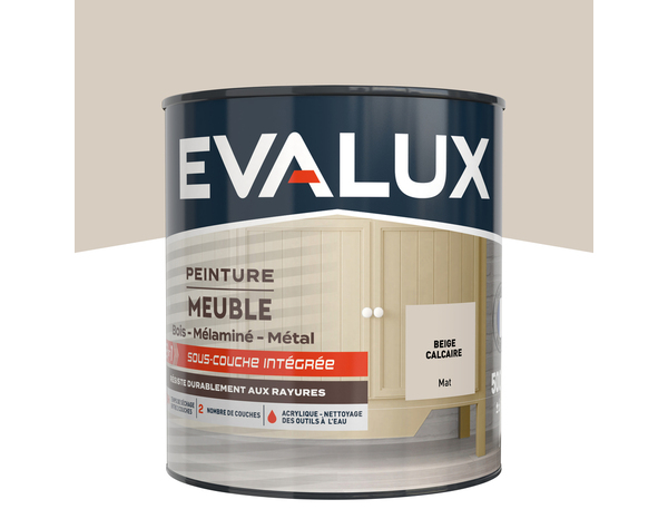 Peinture meuble Mat 0,5 L Beige Calcaire - Evalux - Brico Dépôt