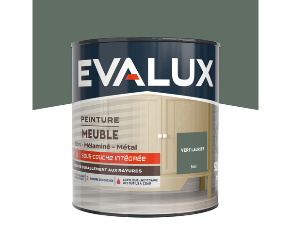 Peinture meuble Mat 0,5 L Vert Laurier - Evalux - Brico Dépôt