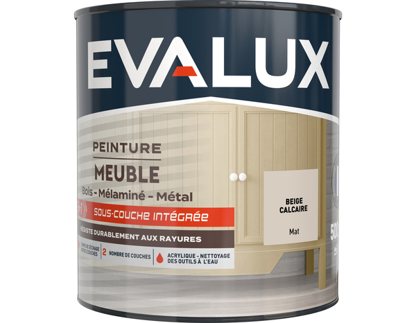 Peinture meuble Mat 0,5 L Beige Calcaire - Evalux - Brico Dépôt
