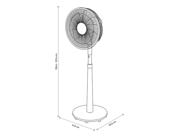 Ventilateur sur pied blanc 45W - l. 41,5cm x P. 36,5 cm - Brico Dépôt