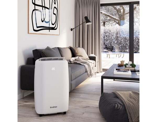 Climatiseur mobile réversible "Kuban" blanc, 12000 BTU - H. 71,5 x l. 44 x P. 33,5 cm - Brico Dépôt