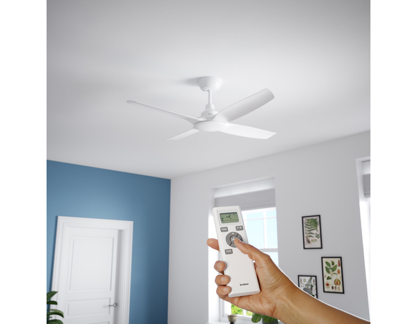 Ventilateur de plafond 4 pales blanc - H. 36,2 x l. 122 cm - Brico Dépôt