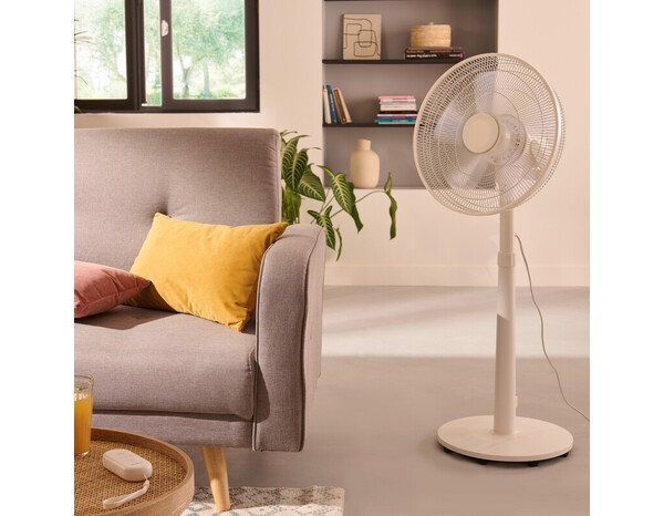 Ventilateur sur pied blanc 45W - l. 41,5cm x P. 36,5 cm - Brico Dépôt