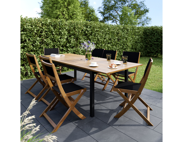 Chaise acacia/textilène "FASIA" - L. 55 x l. 60 x H. 90 cm - Marque BLOOMA - Brico Dépôt