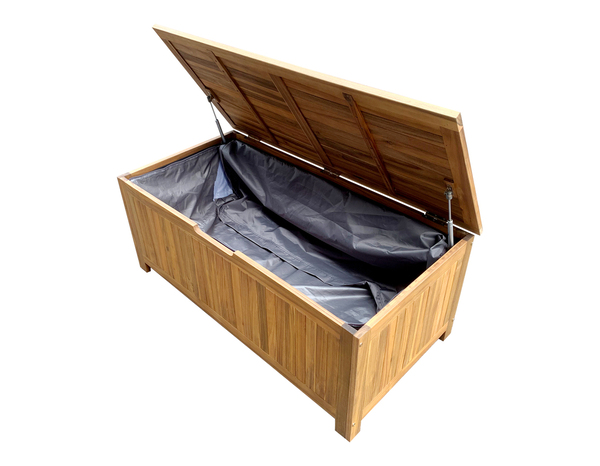 Coffre acacia avec bâche intérieure "CALYANTA" -  L. 120 x P. 60 x H. 48 cm. - Marque BLOOMA - Brico Dépôt