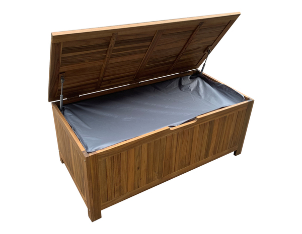 Coffre acacia avec bâche intérieure "CALYANTA" -  L. 120 x P. 60 x H. 48 cm. - Marque BLOOMA - Brico Dépôt