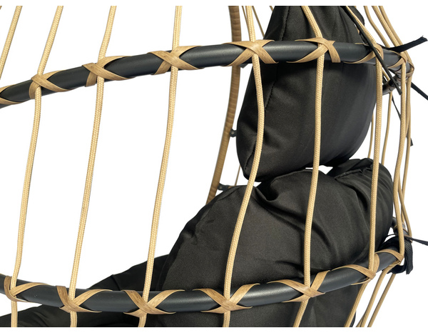 Fauteuil œuf suspendu en acier avec coussin noir - L. 95 x P. 95 x H. 196 cm - Brico Dépôt