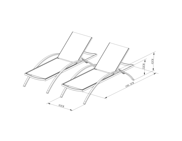 Lot de 2 bains de soleil "Kerica" gris et noir - Dim. L. 189 x l. 63 x H. 42 cm - Marque BLOOMA - Brico Dépôt